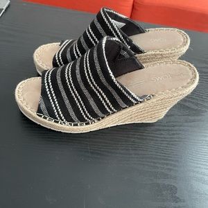 B & W striped Tom’s wedges